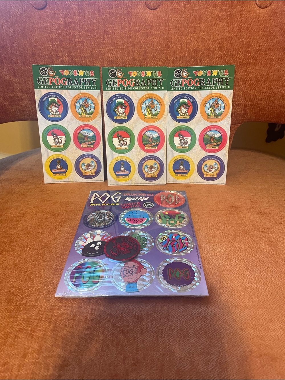 Set of 4 Limited Edition POG Collector Sets, Toys R Us and Kool-Aid